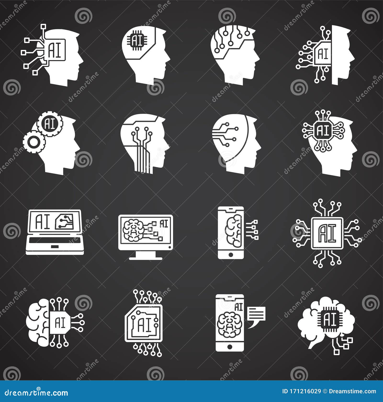 ai related icon set on background for graphic and web . simple . internet concept  for website