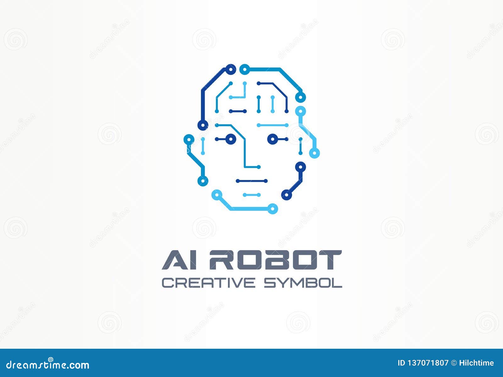 ai robot technology creative  machine concept. digital bionic cyborg face abstract business future logo. smart