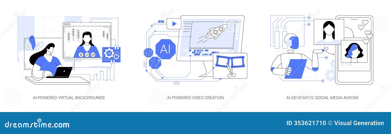 ai tools for social media abstract concept  s.
