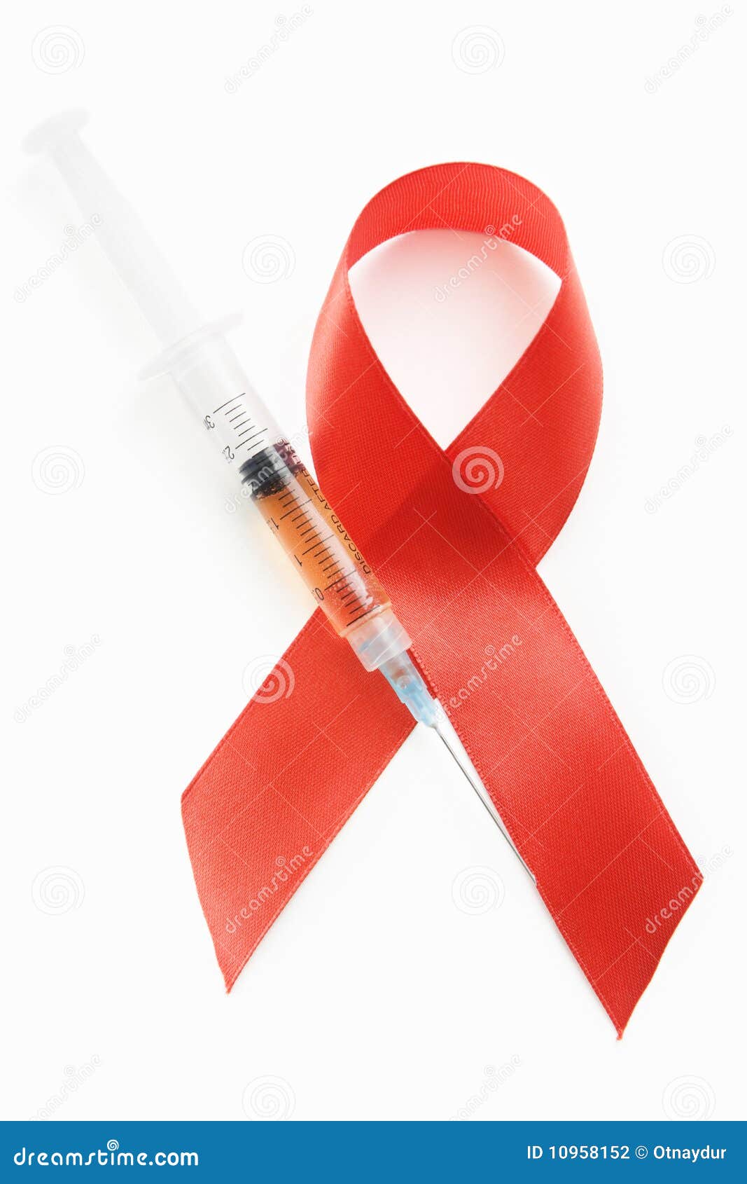 AIDS Red Ribbon Symbol and Syringe Stock Photo Image of isolated, symbol 10958152