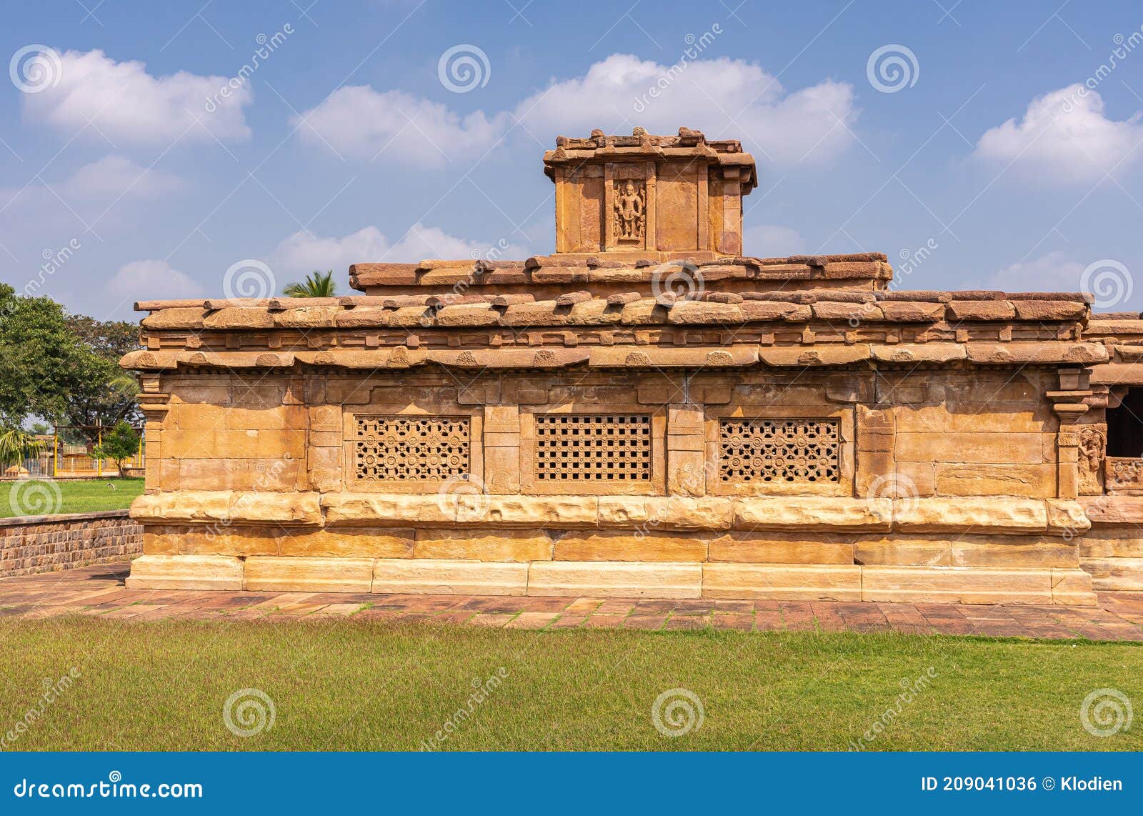 side view on lad khan temple  aihole  karnataka  india