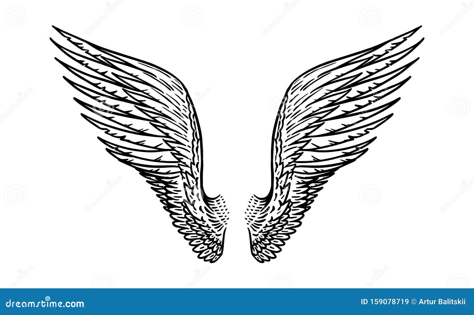 Aile D Ange De Style Vintage Modele De Tatouage D Emblemes De T Shirts Et De Logo Embleme Pour Les Autocollants Dessin Grave Illustration De Vecteur Illustration Du Embleme Angelique
