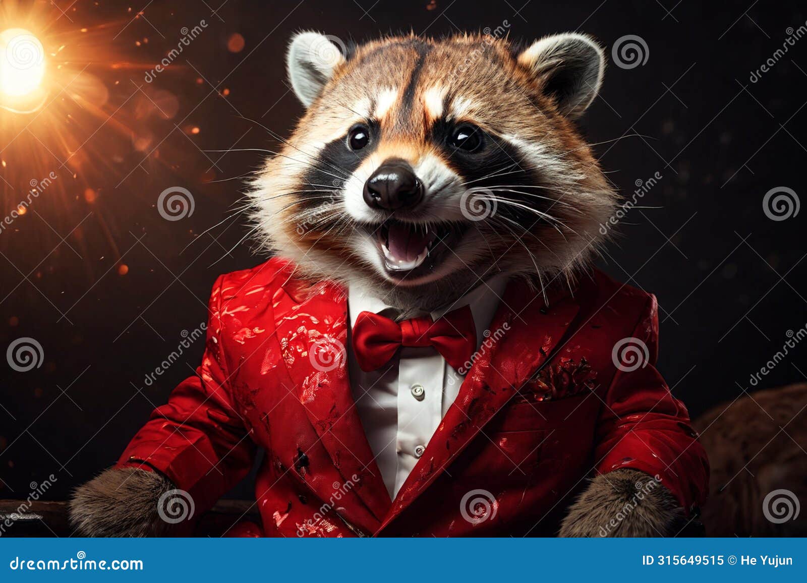 ailurus fulgens in a red suit,business concept,