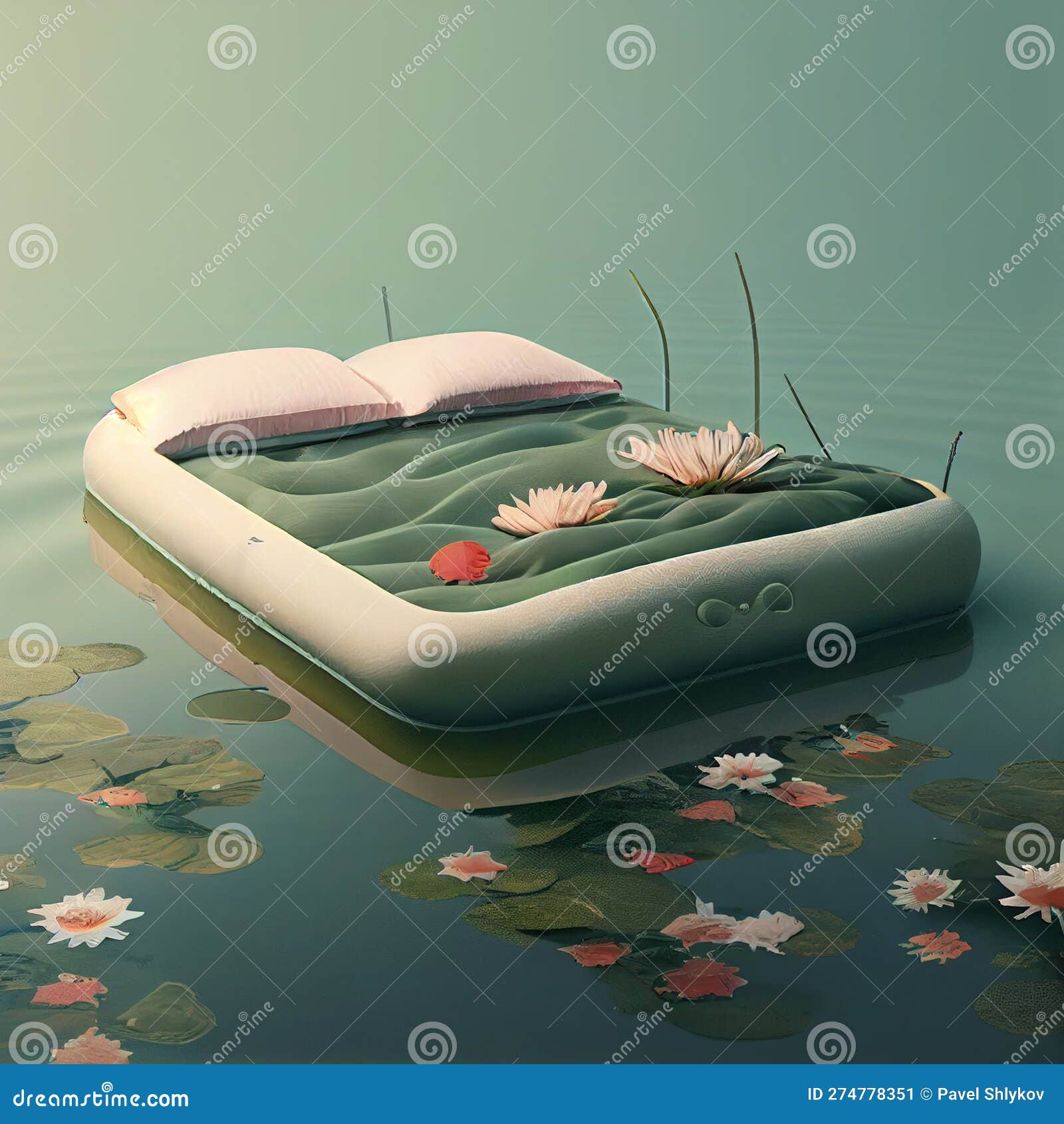 Air bed on open water stock illustration. Illustration of full 274778351
