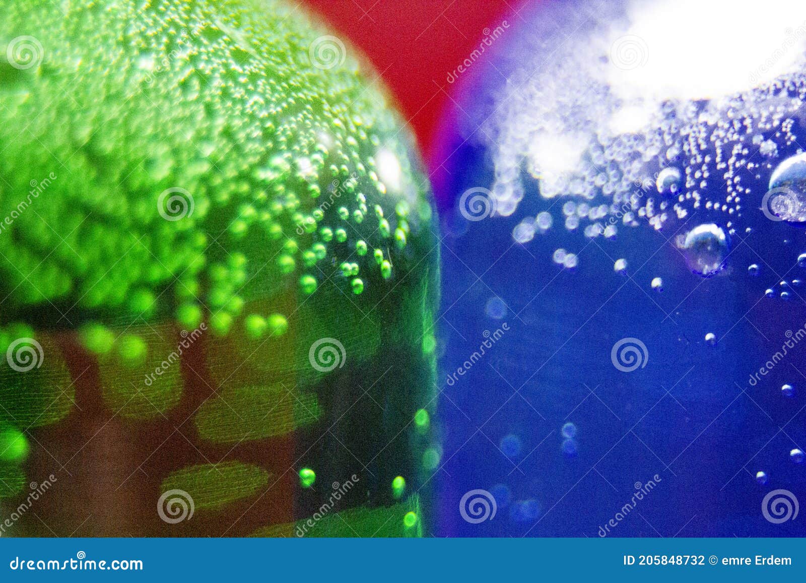 Air Bubbles Formed in the Green Liquid.tiny Potion Bottle Stock Photo