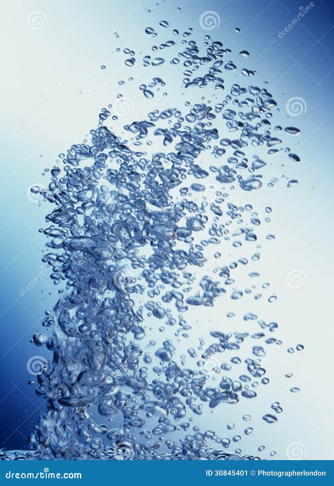 air bubbling upward through water