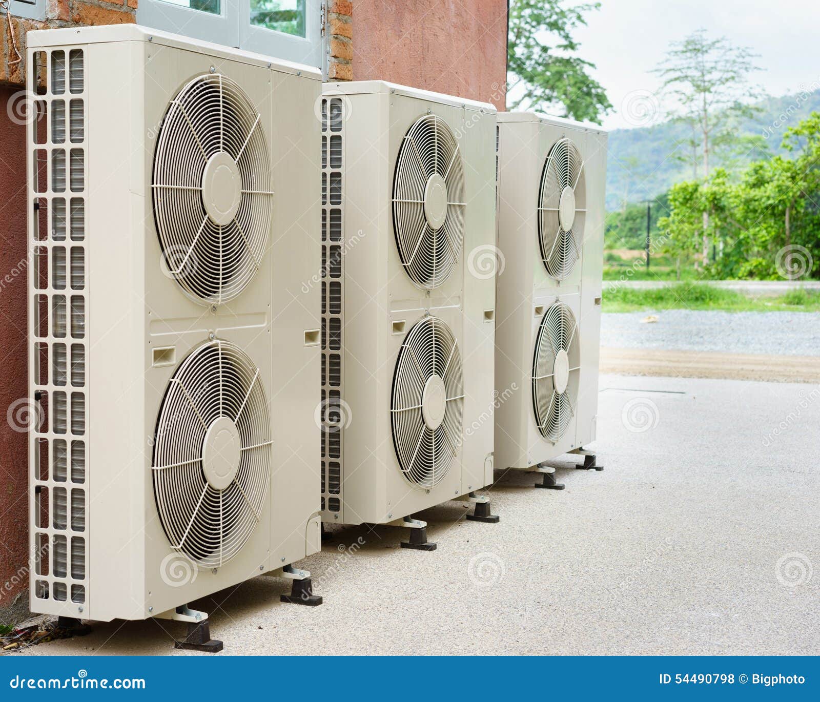 Air Compressor Installation on Pedestal.outdoor Stock Photo Image of