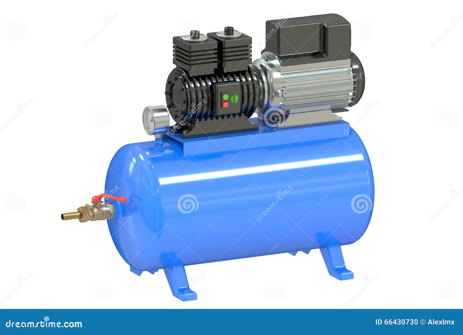 Air compressor on white background