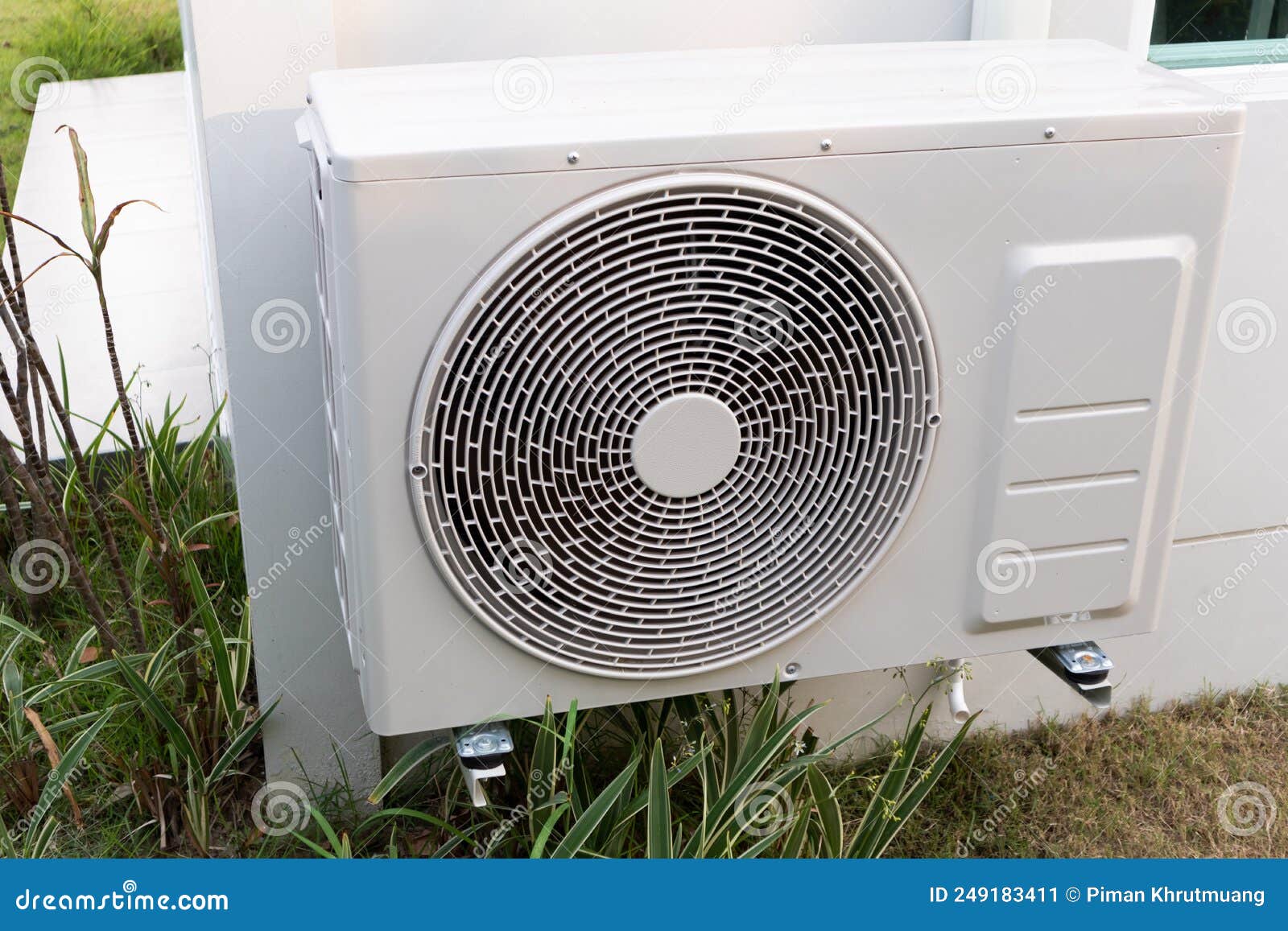 Air Condition Outdoor Unit Compressor Install Outside the House Stock