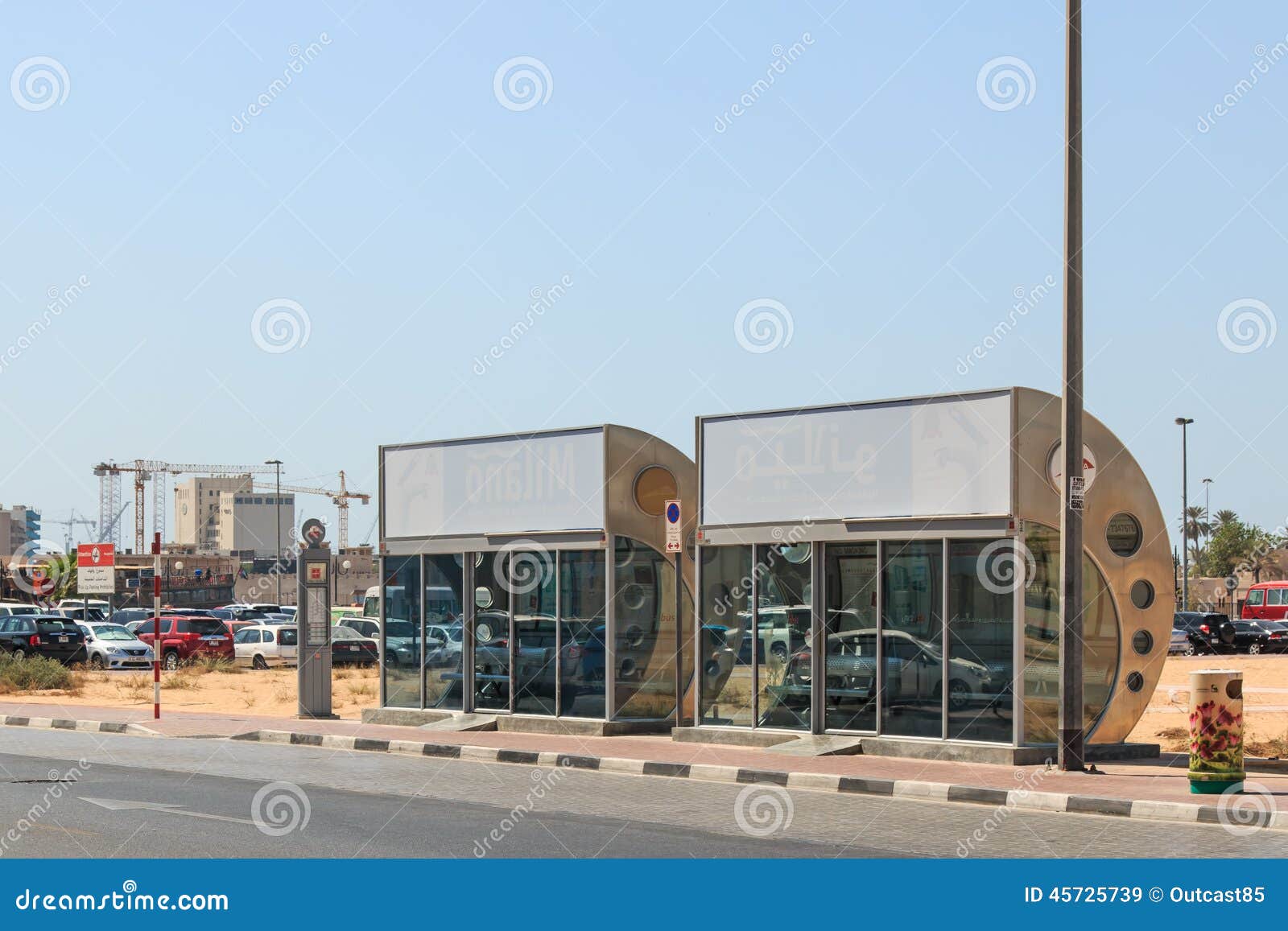An Air Conditioned Bus Stop in Dubai. Editorial Stock Image Image of