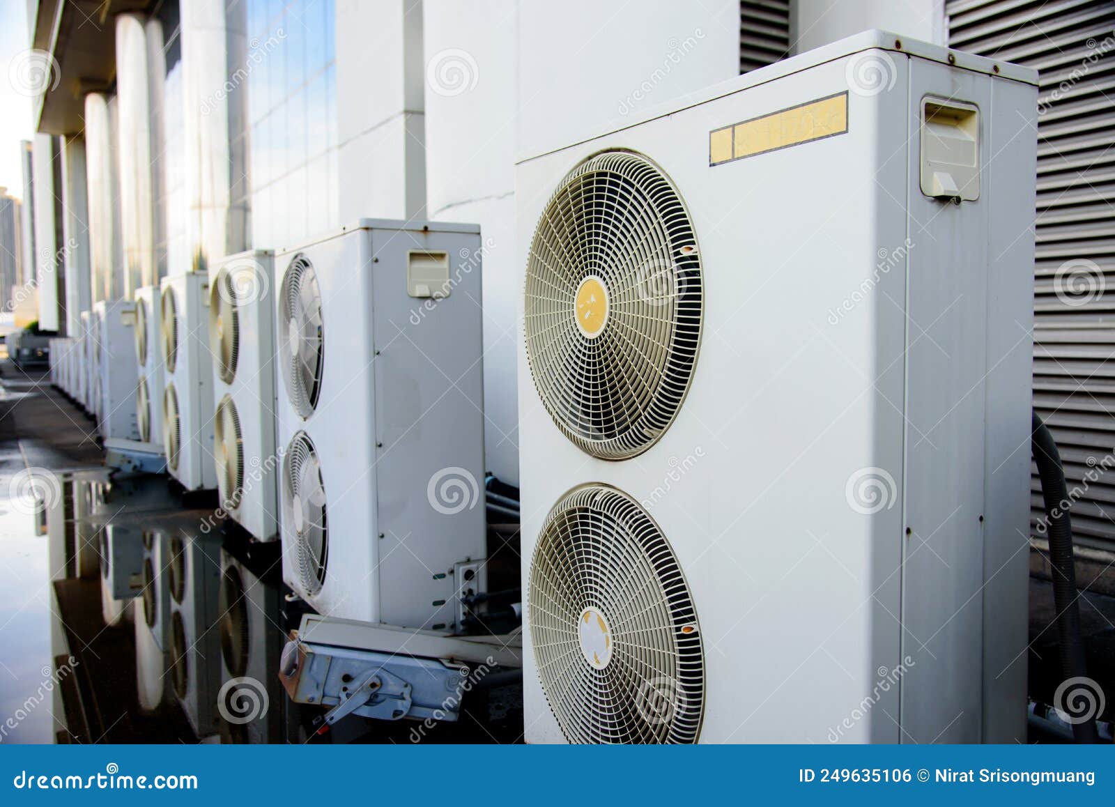 Air Conditioner Compressor beside Building Stock Photo Image of