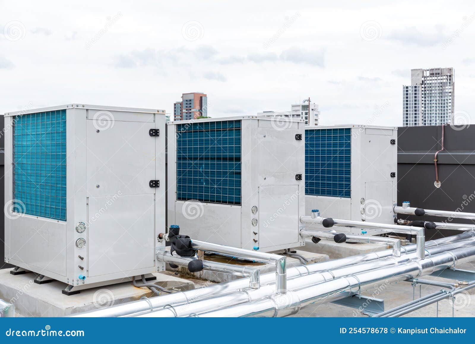 Air Conditioner Compressor Installed On Roof Building Industrial Air air-conditioner-compressor-installed-on-roof-building-industrial-air