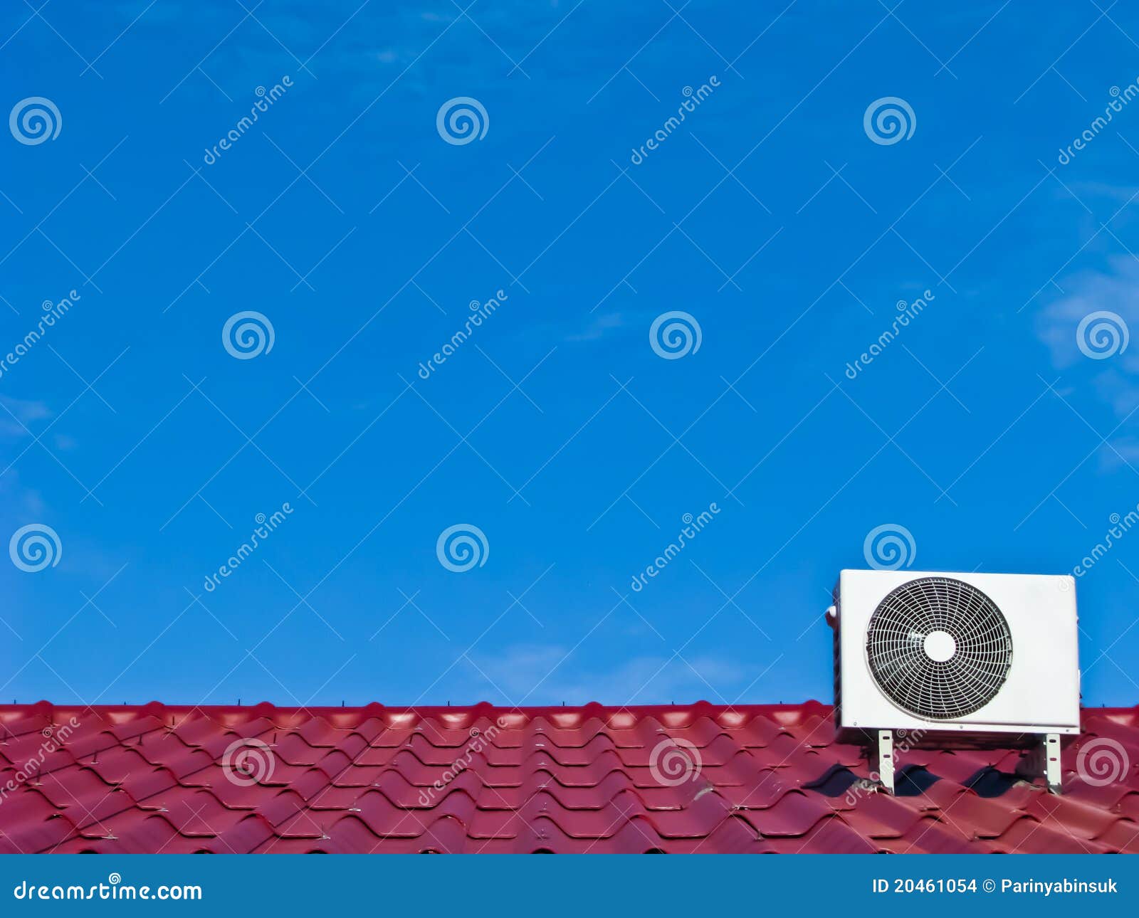 Air Conditioner Compressor on the Red Roof Stock Photo Image of chill