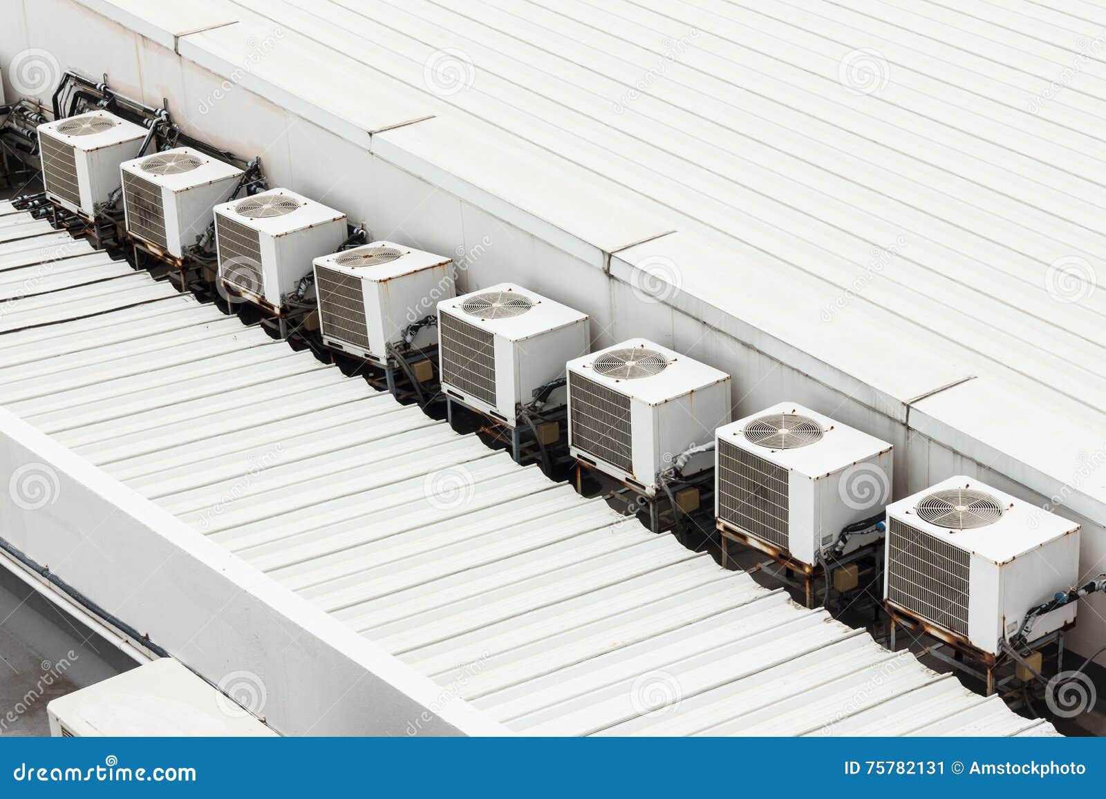 Air Conditioner Compressor on Rooftop Stock Image Image of blower