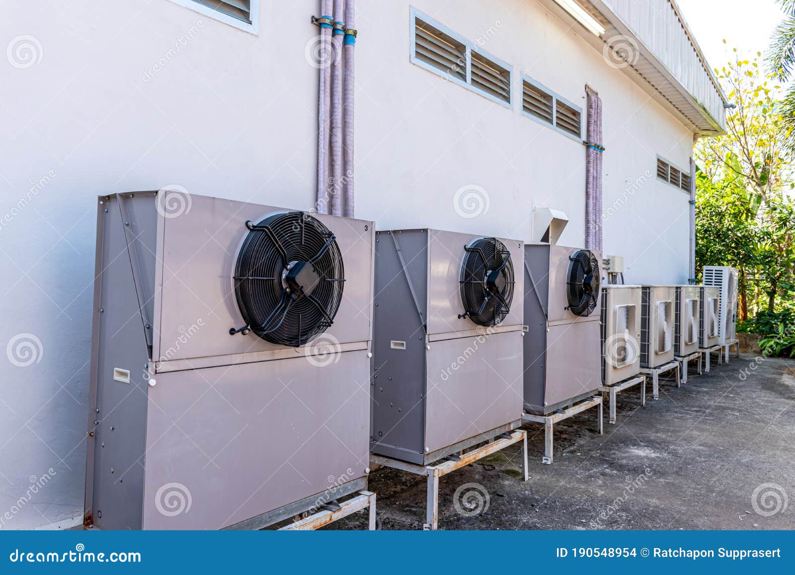 Air Conditioner Compressor Unit Installed Outdoor Stock Photo Image of cooling, compressor
