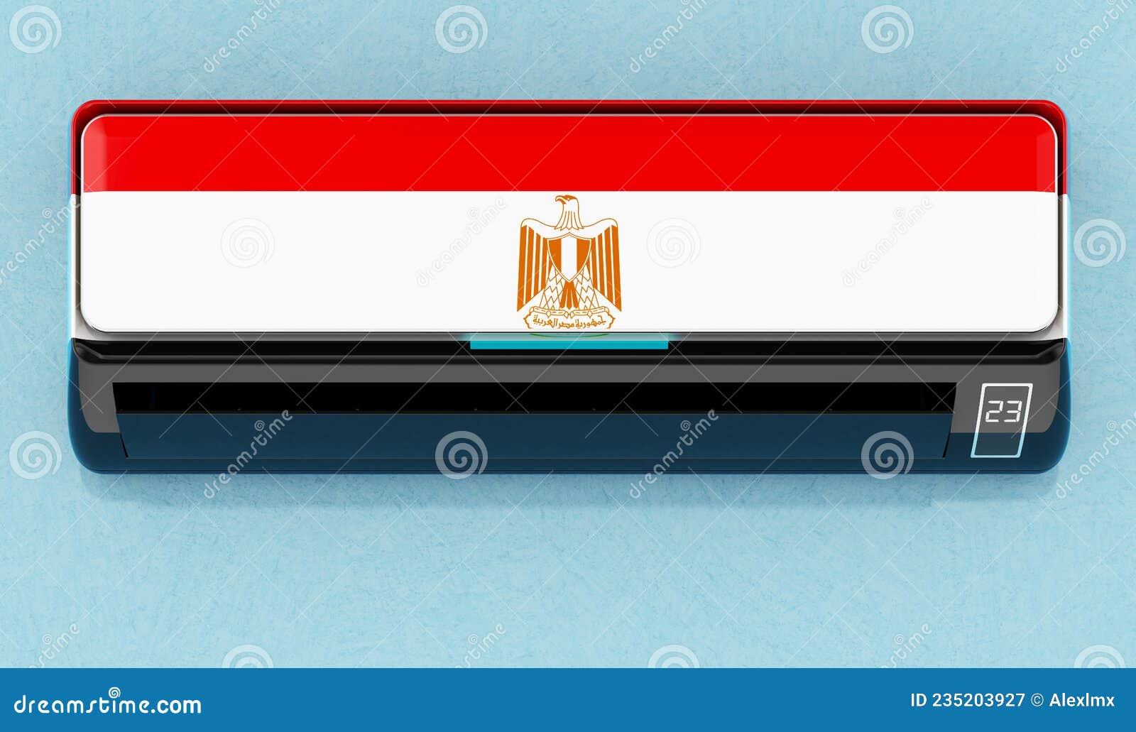 Air Conditioner with Egyptian Flag on the Wall. House Climate Control