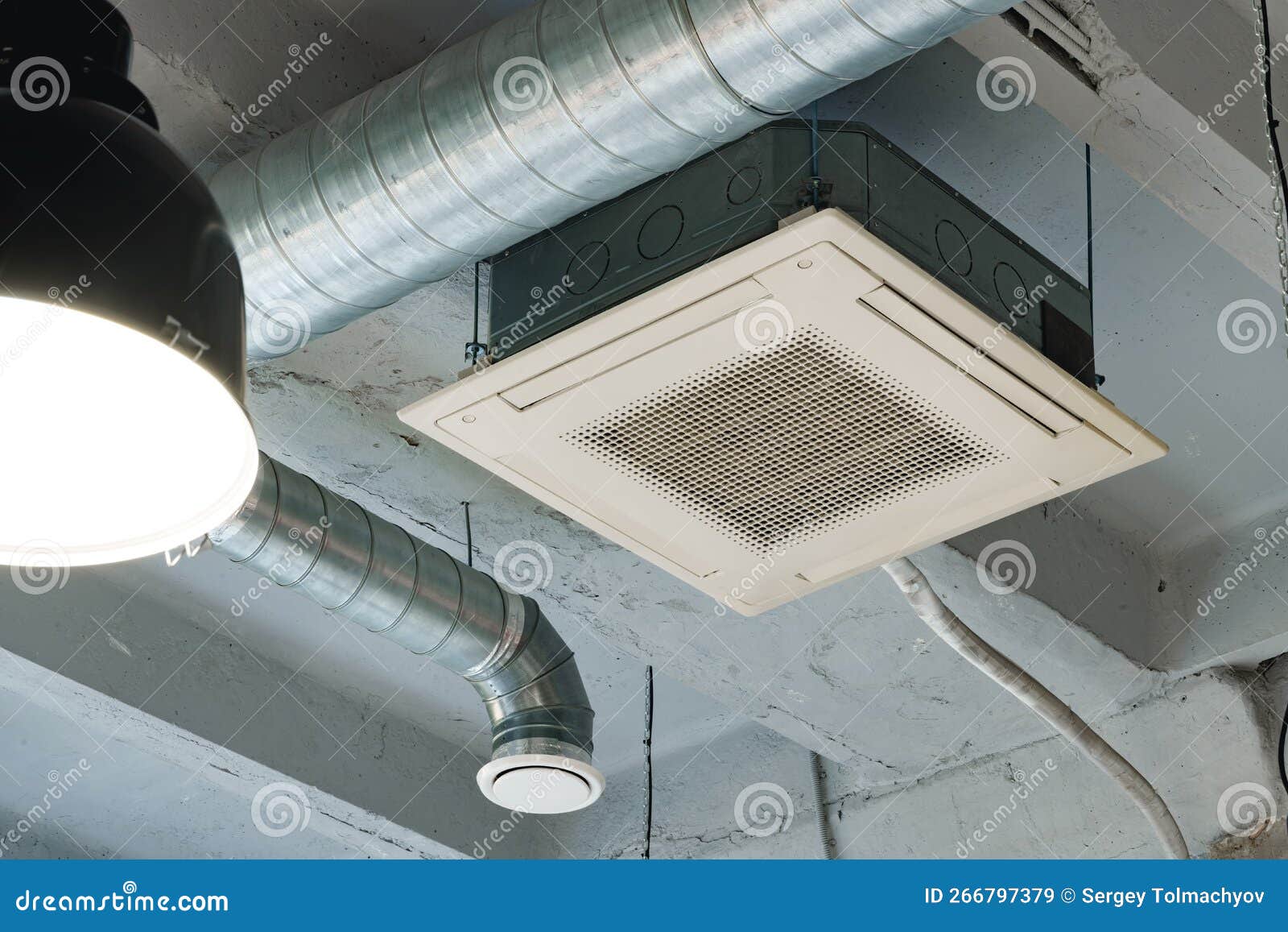 Air Conditioner on Gray Wall Room Interior Stock Image Image of