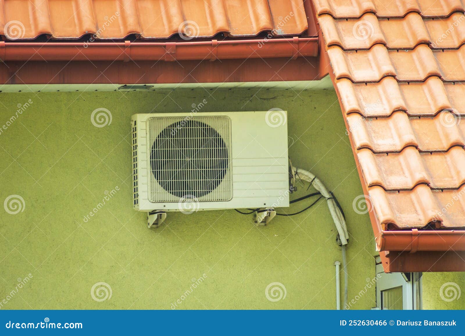 Air Conditioner Hanging on the Wall of the Building Stock Photo Image
