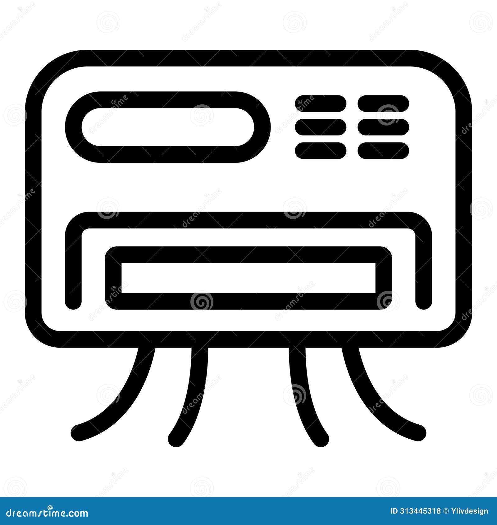 air conditioner purify icon outline . fresh air streams