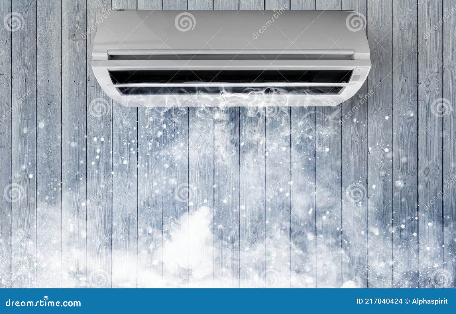 The Air Conditioner Puts Very Fresh Air in the Room in a Hot Day Stock