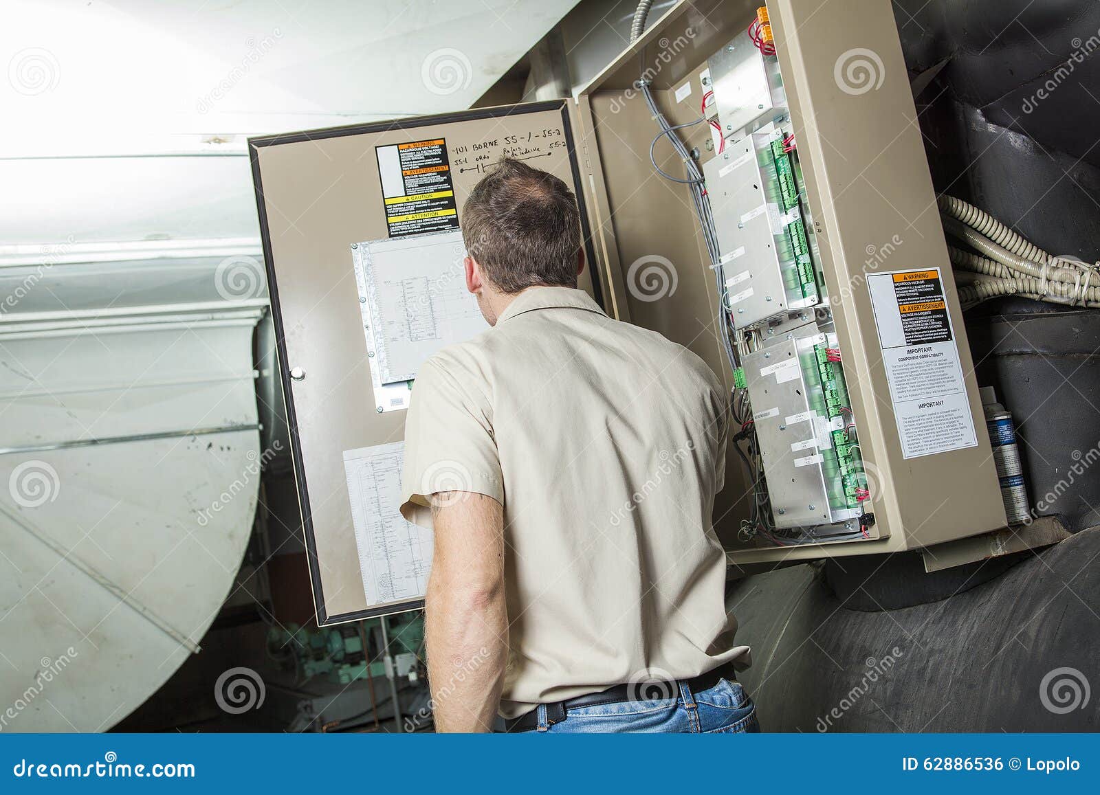 Air Conditioner Repair Man at Work Stock Photo Image of gear, commercial 62886536