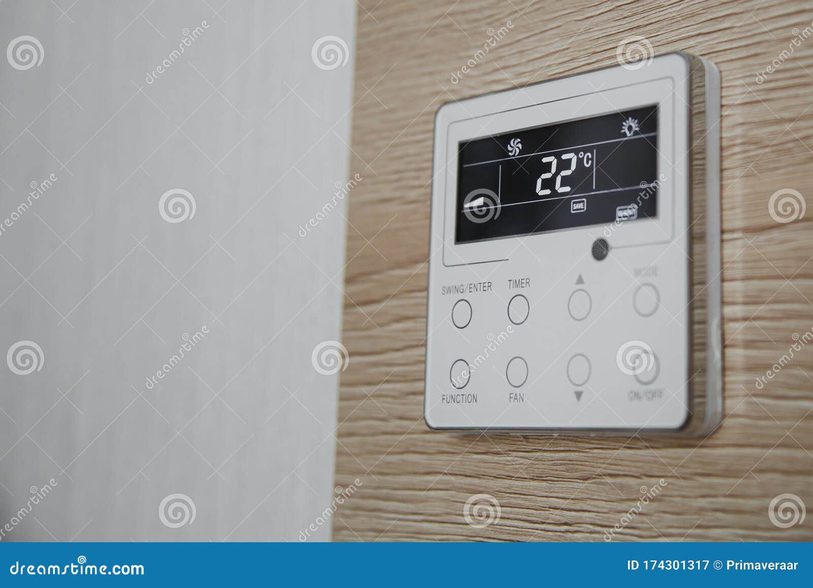 Air Conditioner Screen on the Wall that Shows an Air Temperature of 22