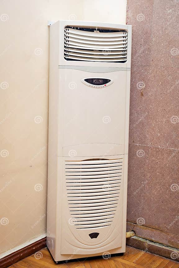 Air Conditioner on a Stand . Room Big Huge Air Conditioner AC in Meeting Office Building . Big