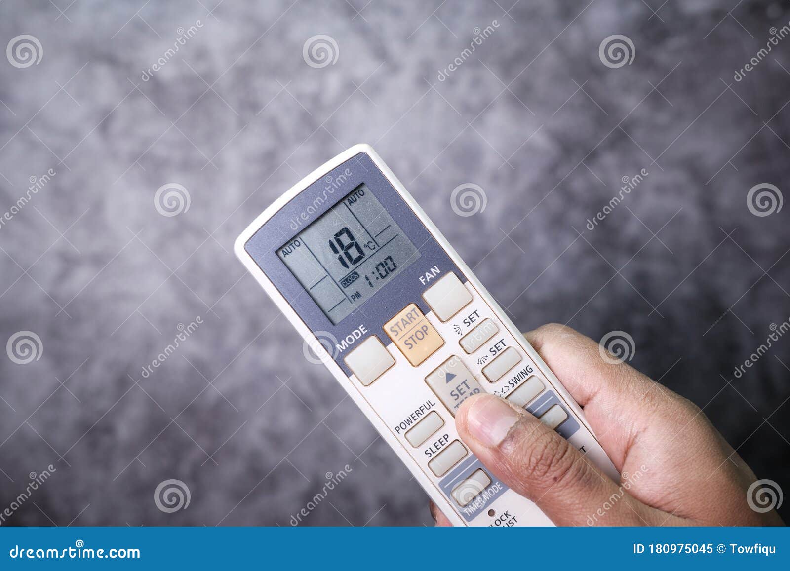 Air Conditioner Temperature Adjustment with Remote Controller Stock