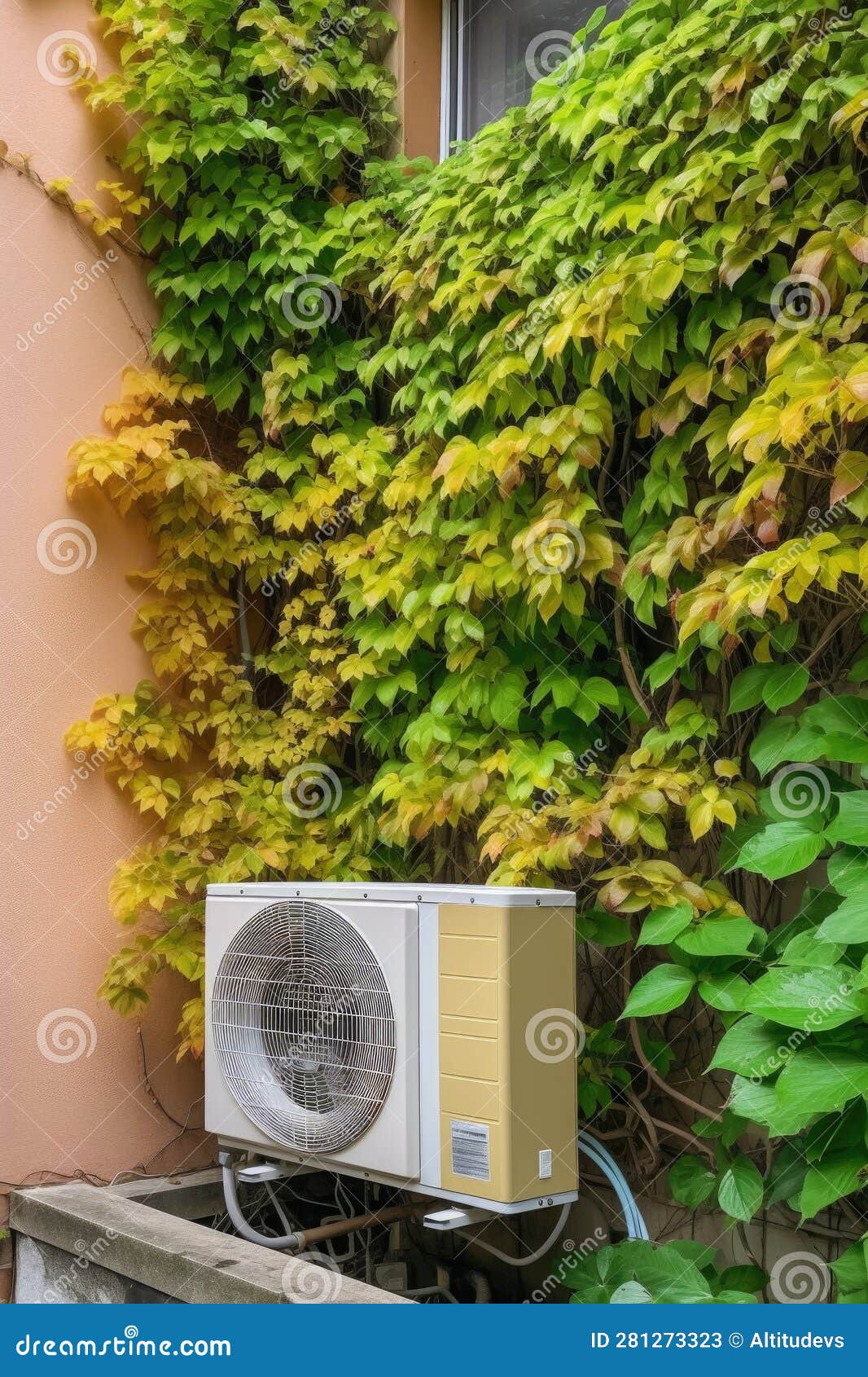 Air Conditioner Unit Installed on an Exterior Wall Stock Image Image