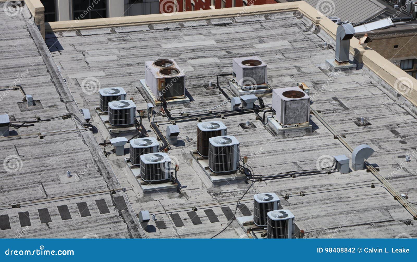 Air Conditioner Units On A Rooftop Stock Photo - Image of conditioner
