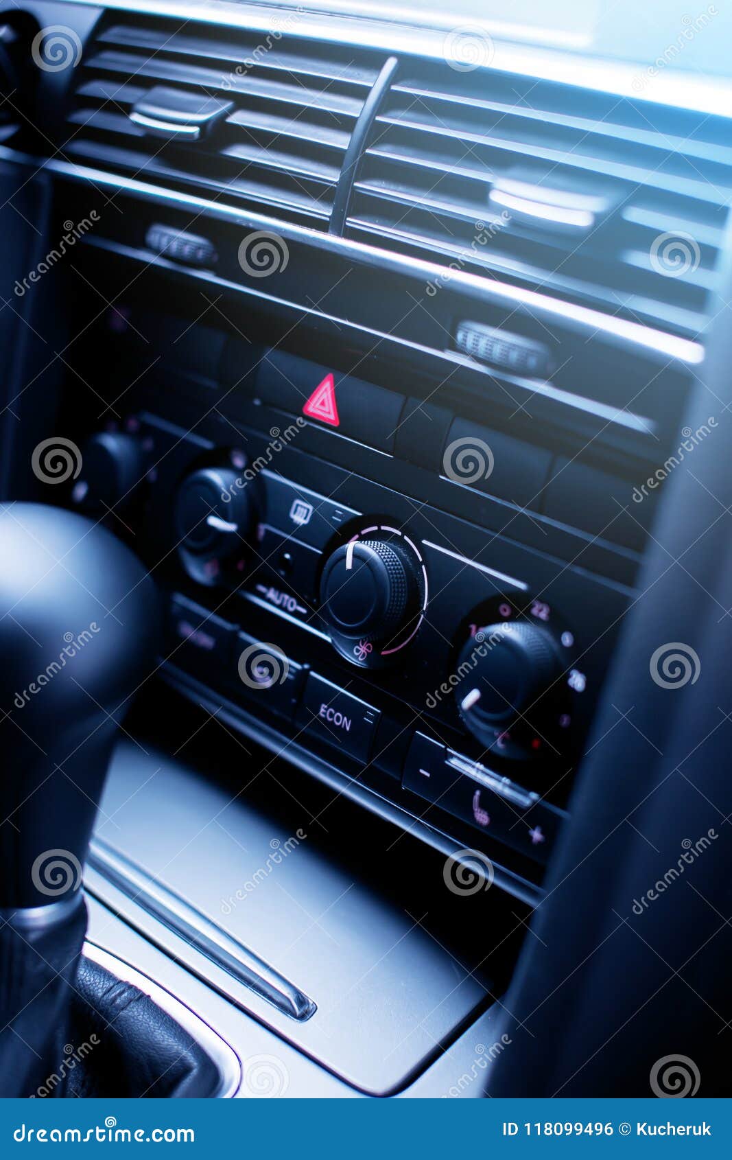 Air Conditioning Inside a Car. Climate Control AC Unit in the New Car