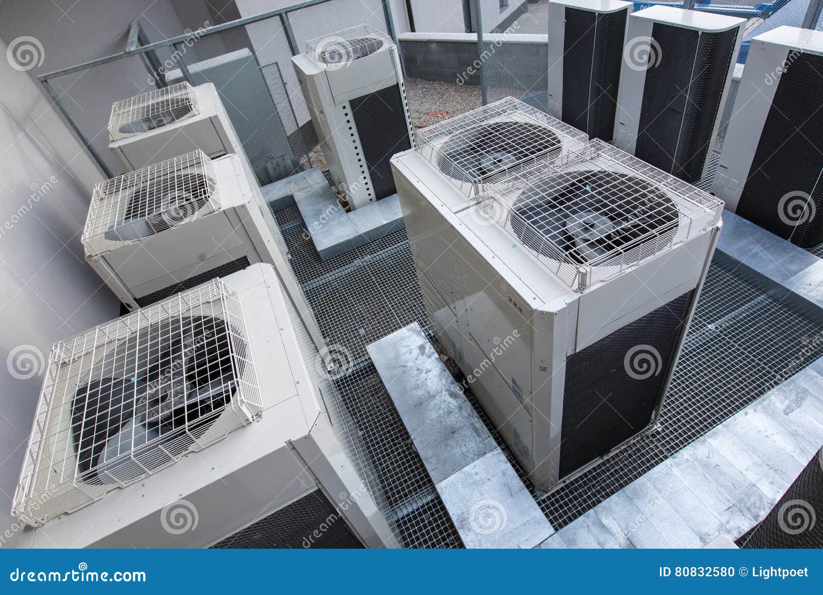 air conditioning equipment atop a modern building