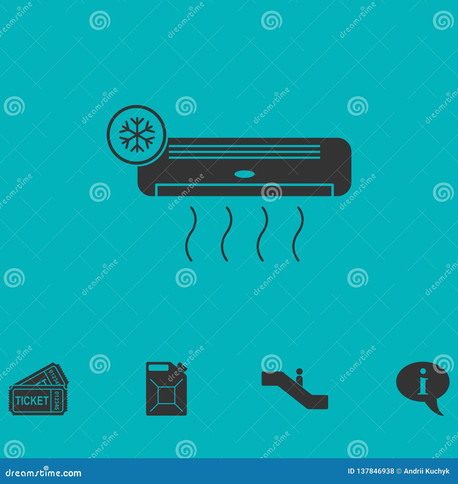 Air conditioning icon flat stock vector. Illustration of flat 137846938