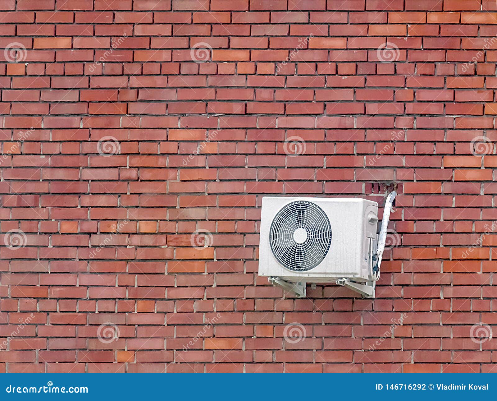 Air Conditioning on the Red Brick Wall Stock Photo Image of cold