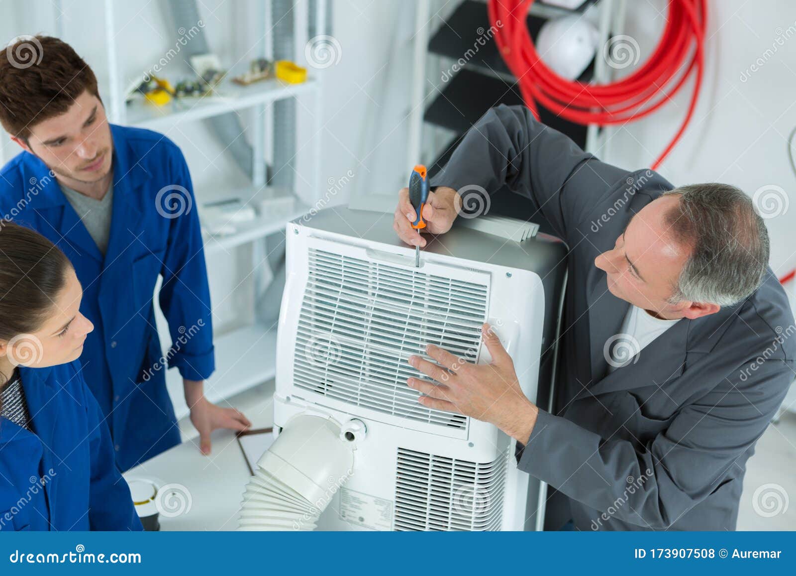 Air Conditioning Repairmen Learning Stock Photo Image of repair, construction 173907508