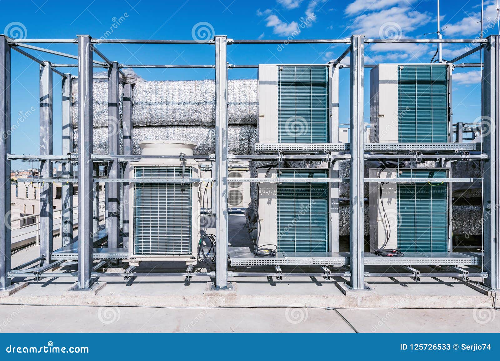 Air Conditioning System Assembled and Installed on Top of the Building