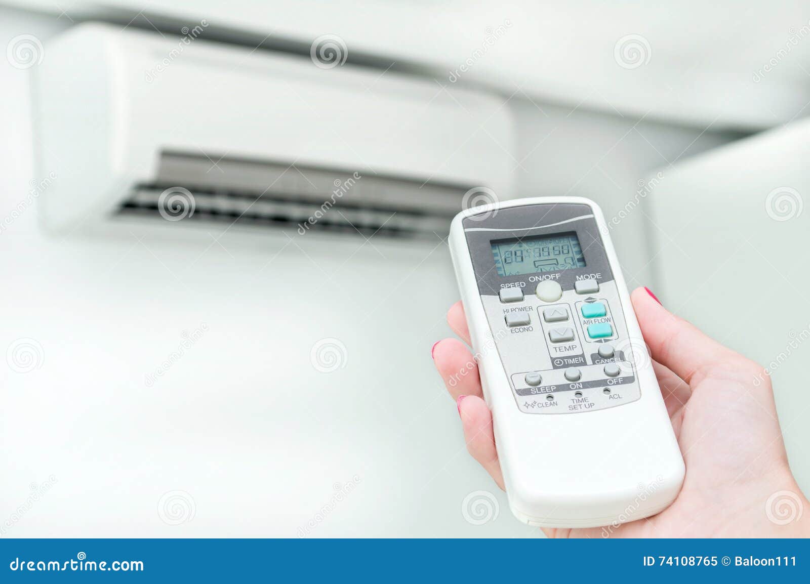 Air Conditioning is Turning on by Using Remote Stock Image Image of