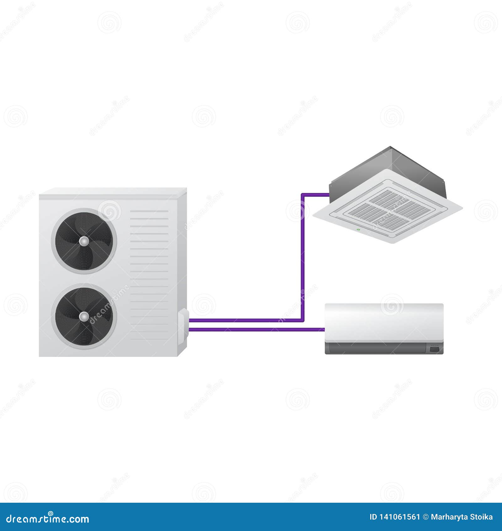 Multi Split Air Conditioning System Stock Vector