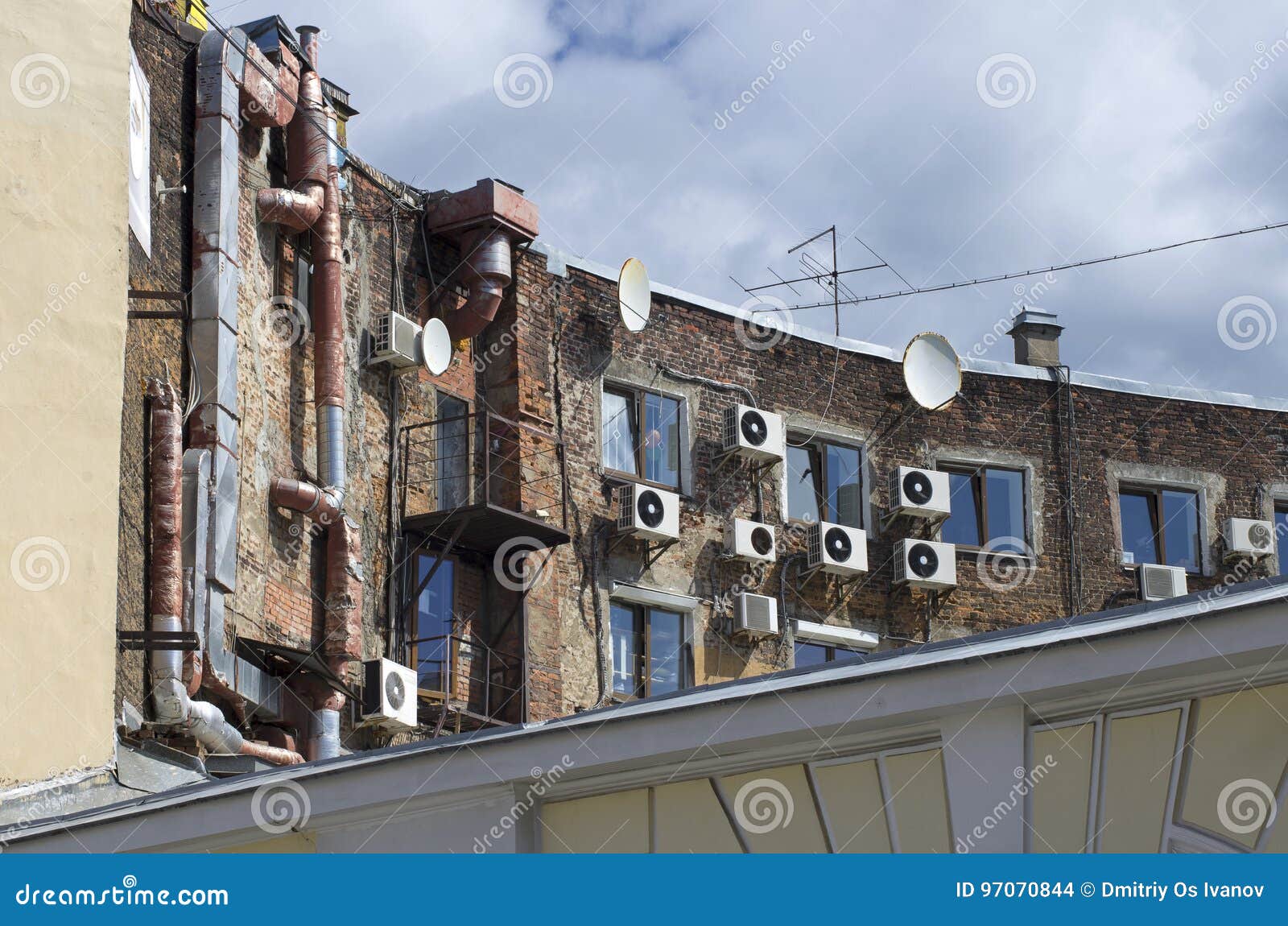 Air Conditioning and Ventilation of the Old House Stock Photo Image