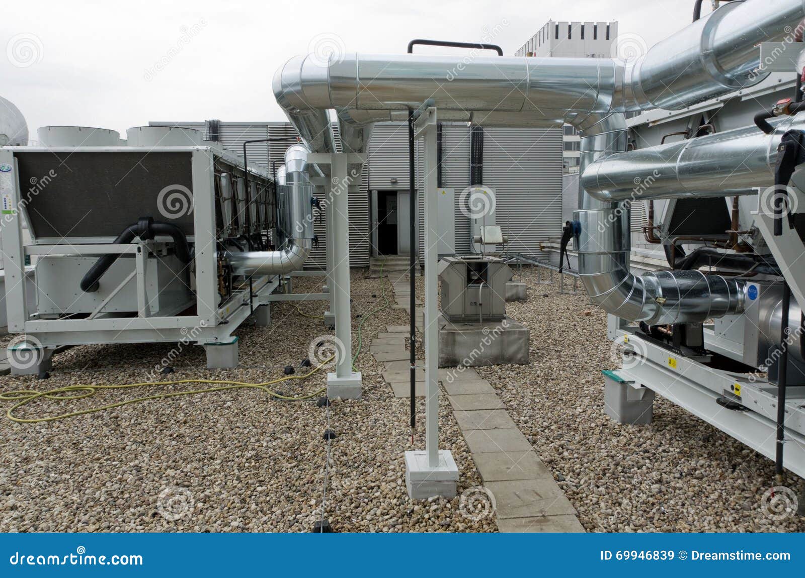 Air Cooled Water Chiller Plant with Pipework Stock Image Image of