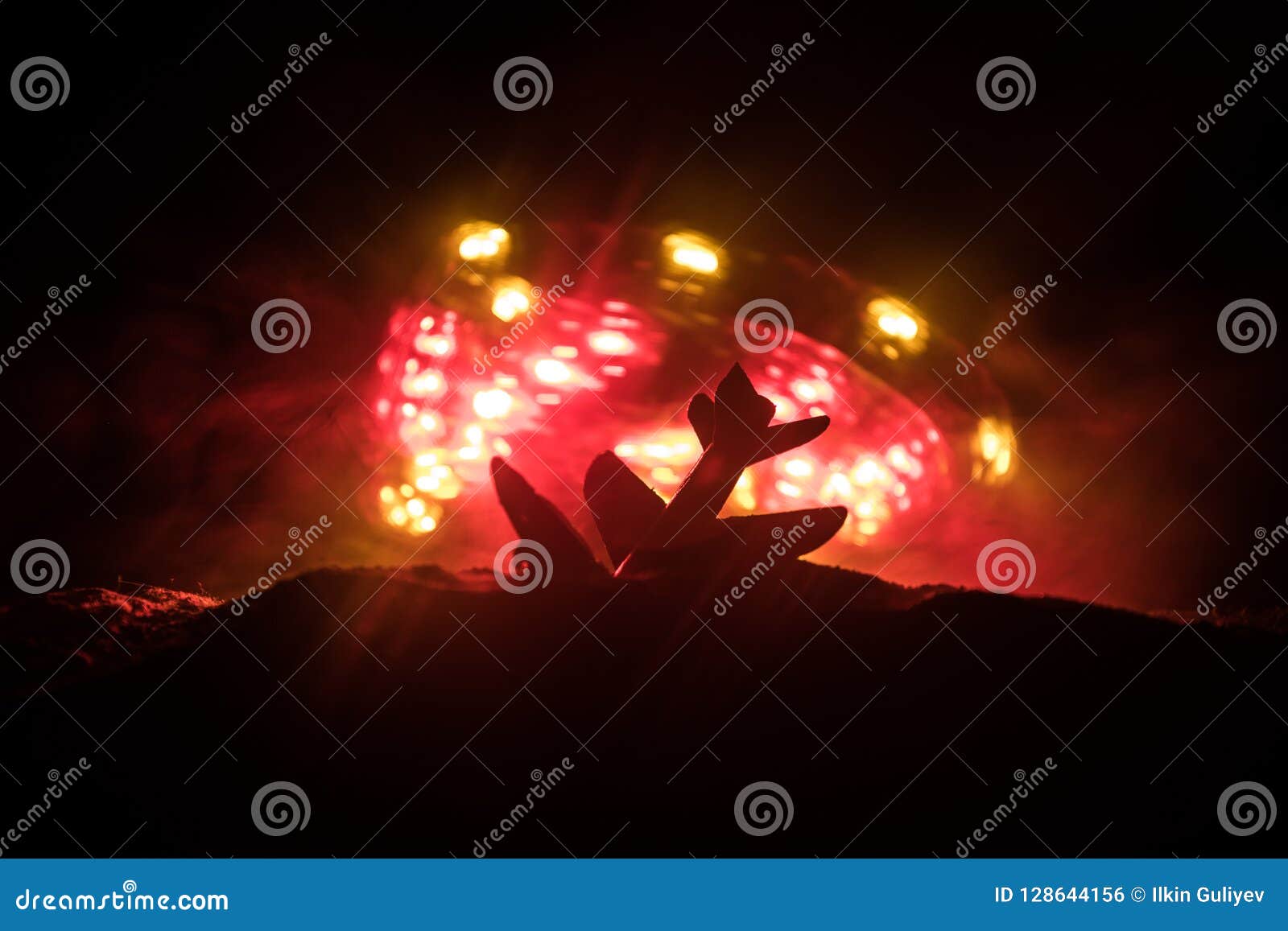 Air Crash. Burning Falling Plane. The Plane Crashed To The Ground. Decorated With Toy At Dark ...