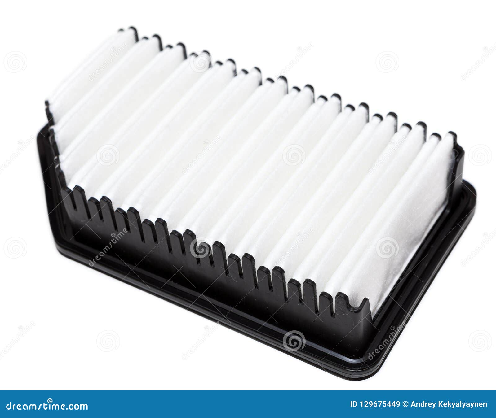 New Car Air Filter Element. Car Engine Air Filter Isolated On White