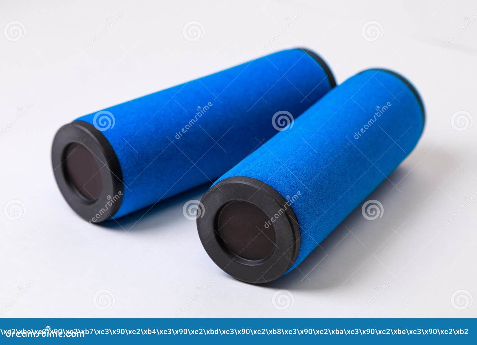 Air Filters for a Compressor with Foam Rubber, on a White Backgroun