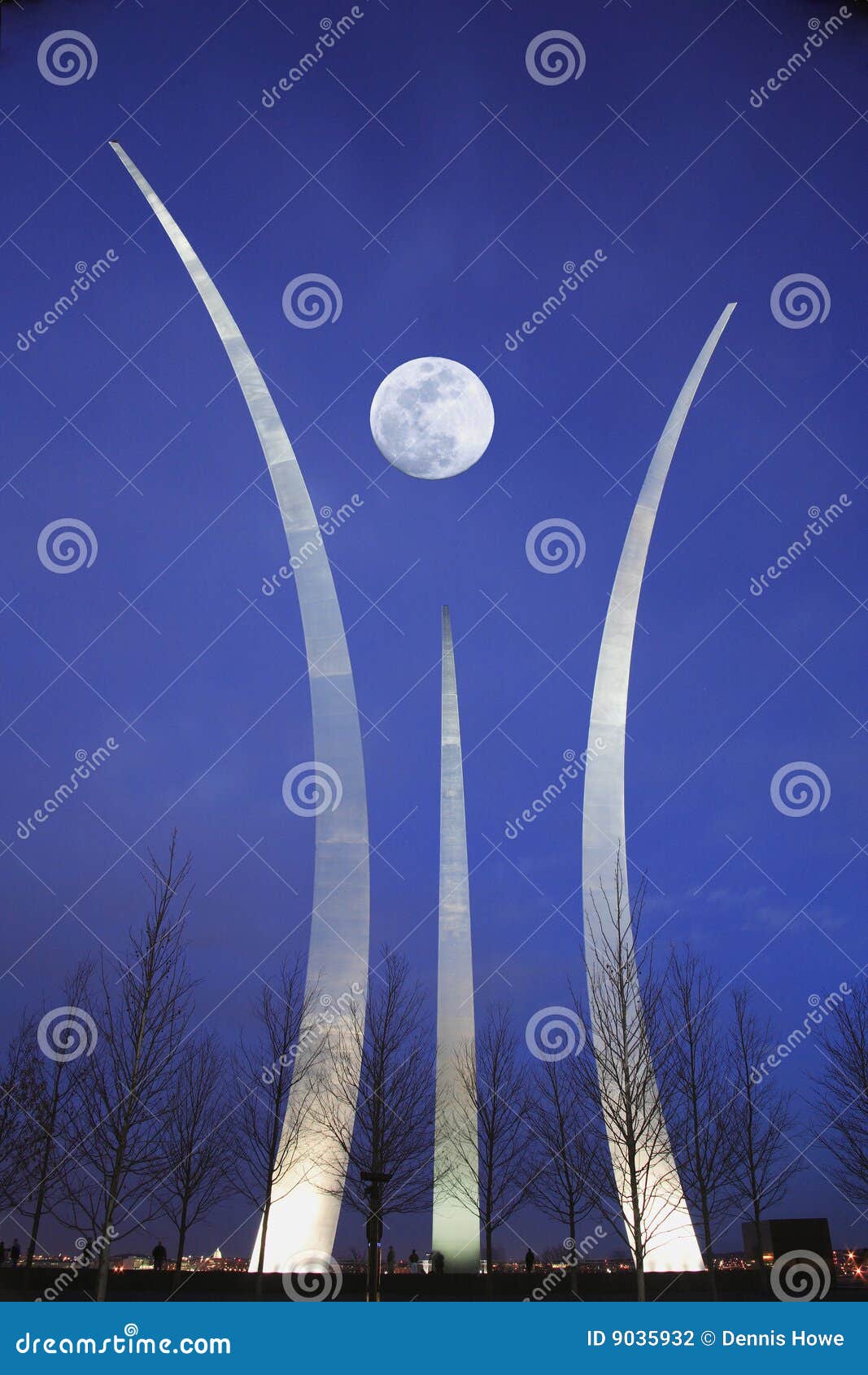 air force memorial at night