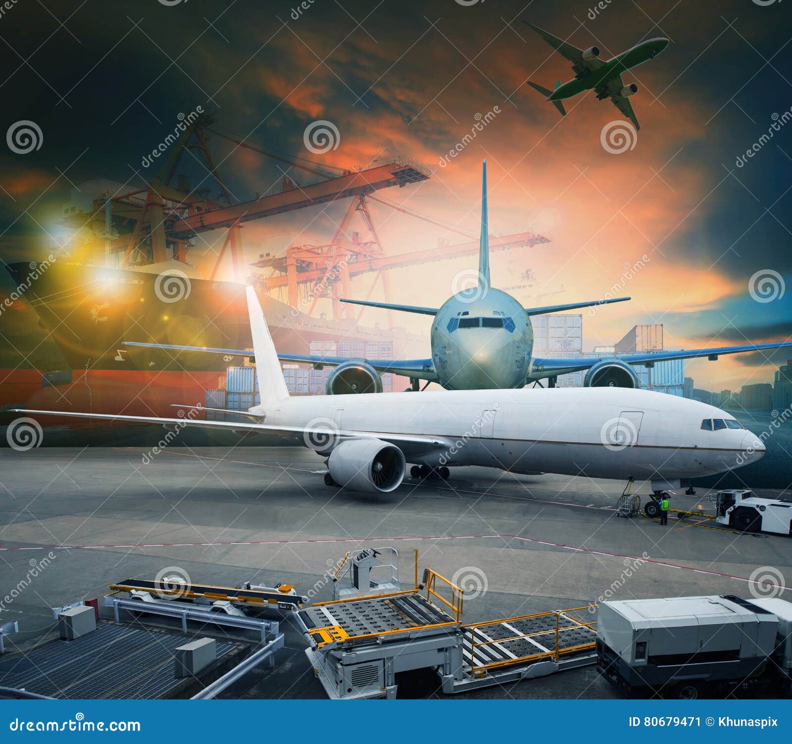 air freight and cargo plane loading in logistic airport use for shipping and logistic industries