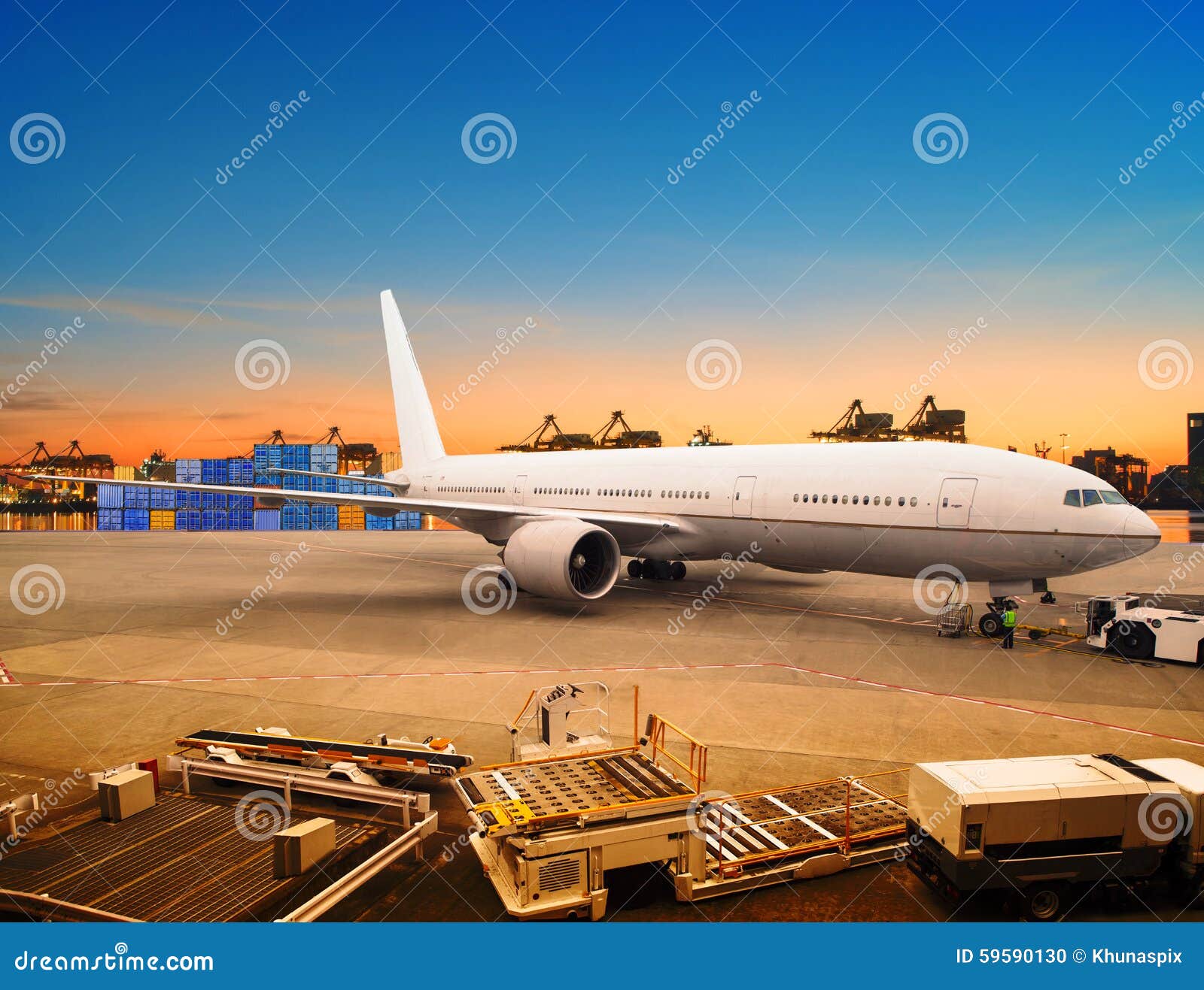 air freight and cargo plane loading trading goods in airport con