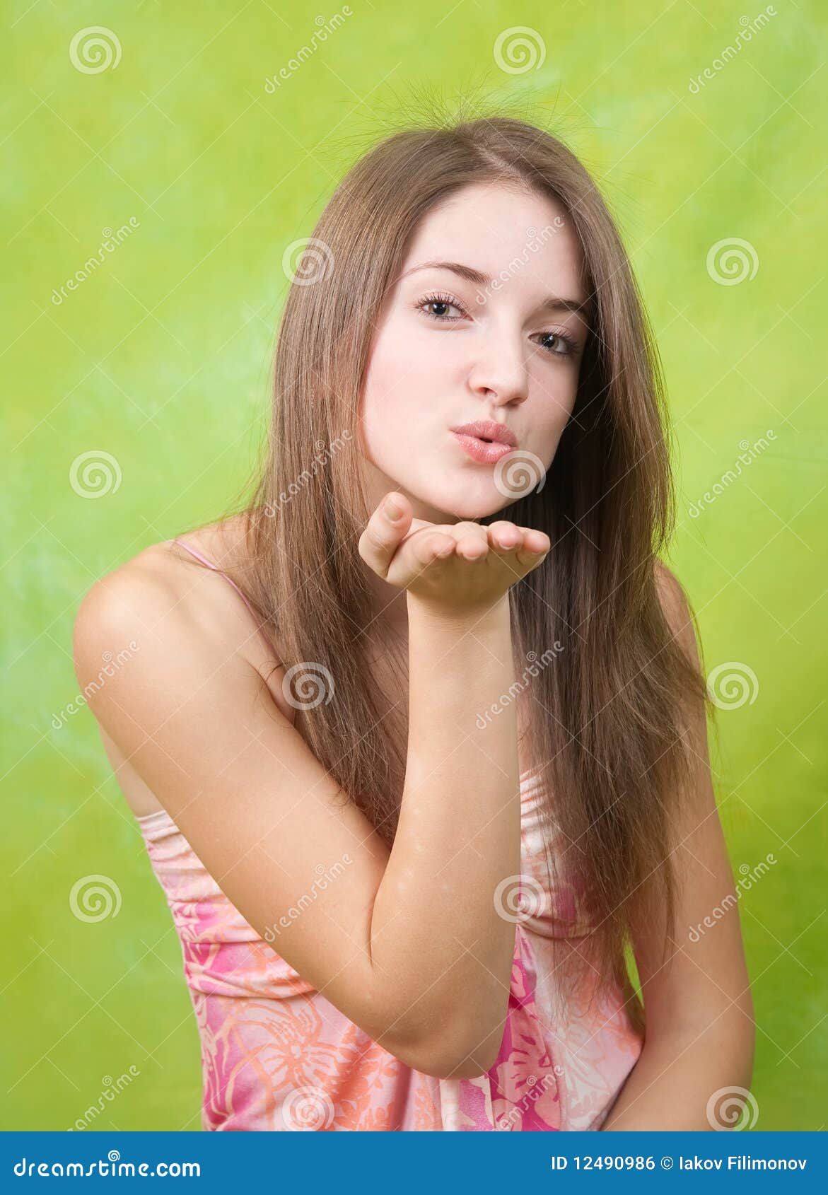 Airkissing Longhaired Teen Girl Stock Photo Image Of