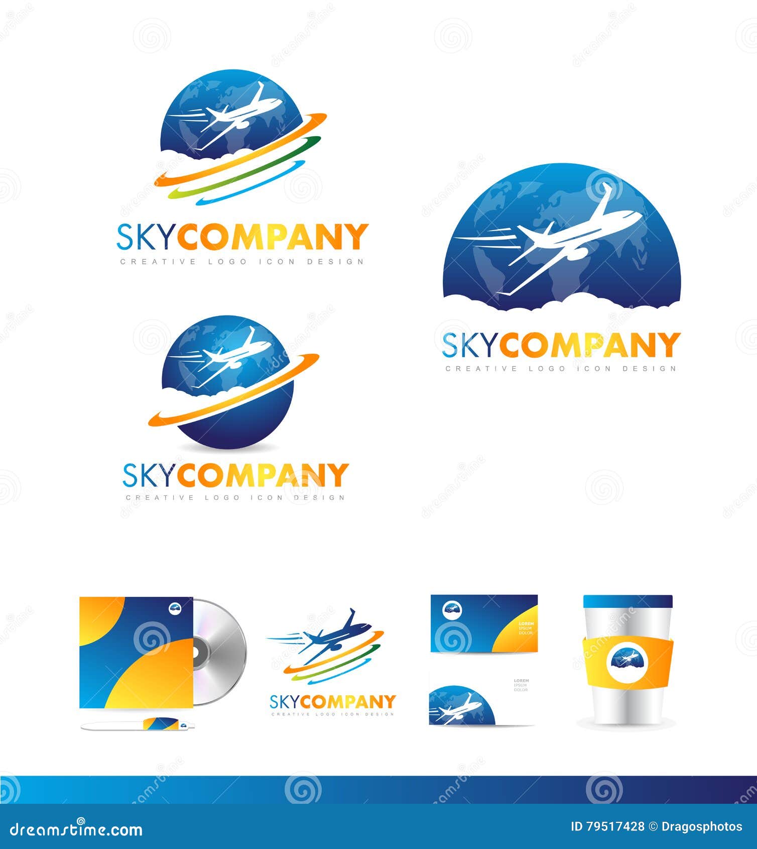 Air Plane Earth Travel Logo Icon Design Stock Vector