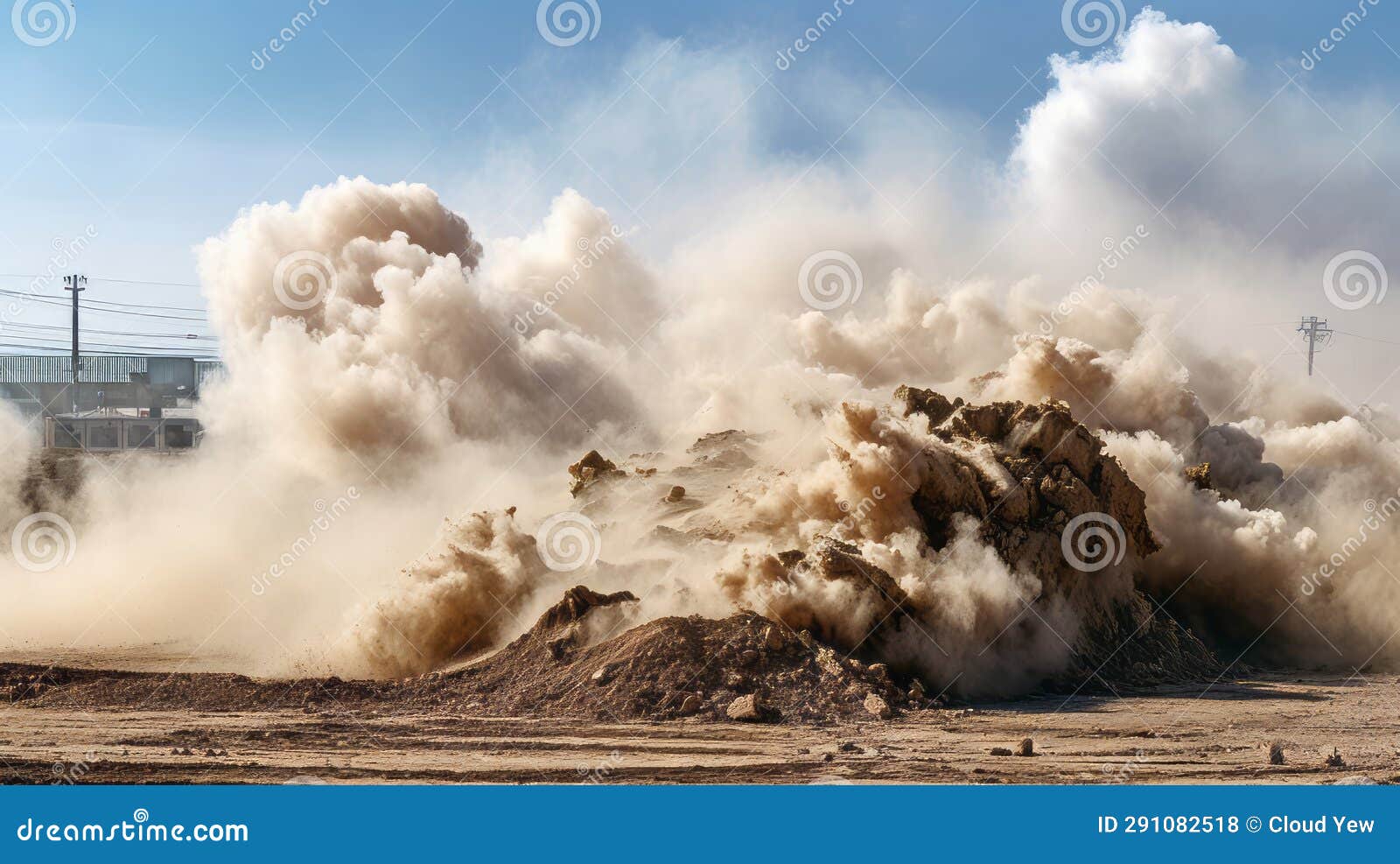 Air Pollution from Construction Site with Dust and Debris in Air Stock