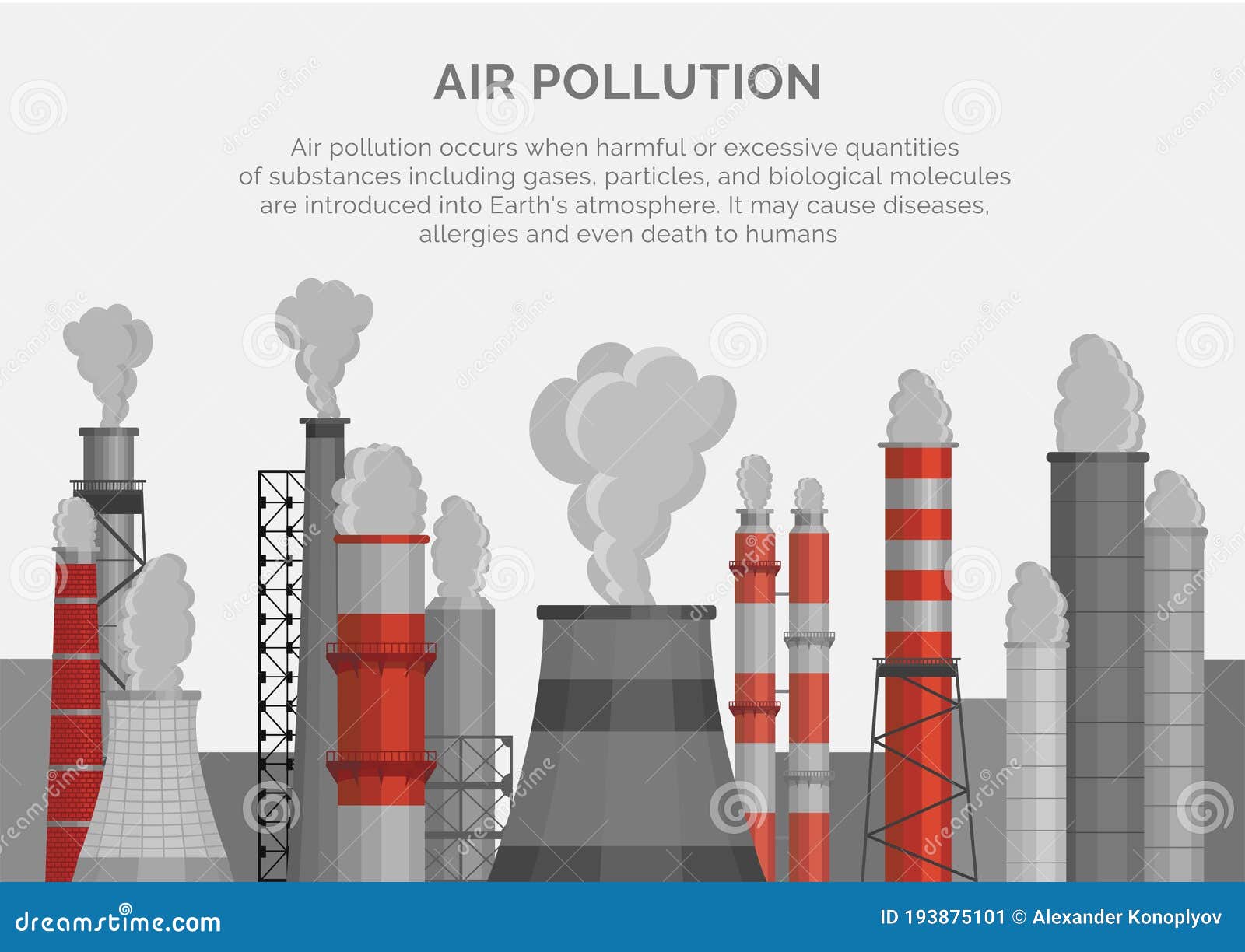 Air Pollution Poster, Banner. Smoke Emissions To Atmosphere In Industrial  Zone Stock Vector - Illustration Of Dirty, Flat: 193875101